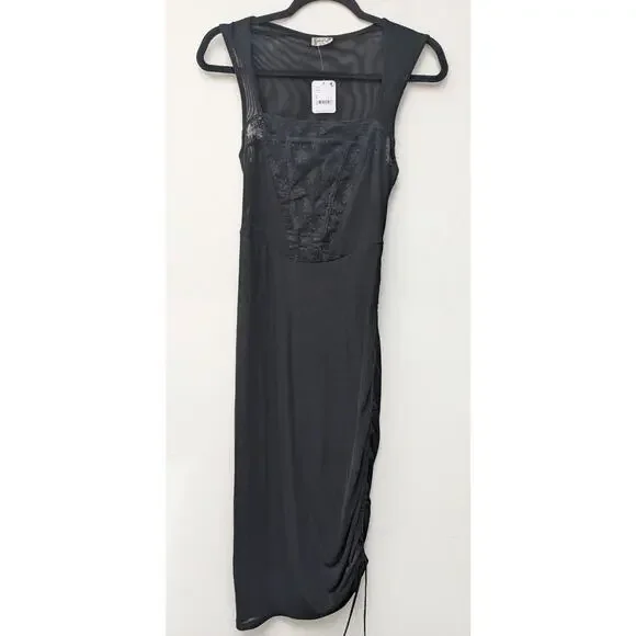 Free People Corset Convertible Mesh Bodycon Dress Black Size S Small NWT - Picture 2 of 12